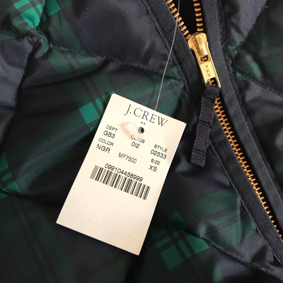 *NWT* J. CREW Plaid Print Quilted Puffer Vest - Picture 8 of 10